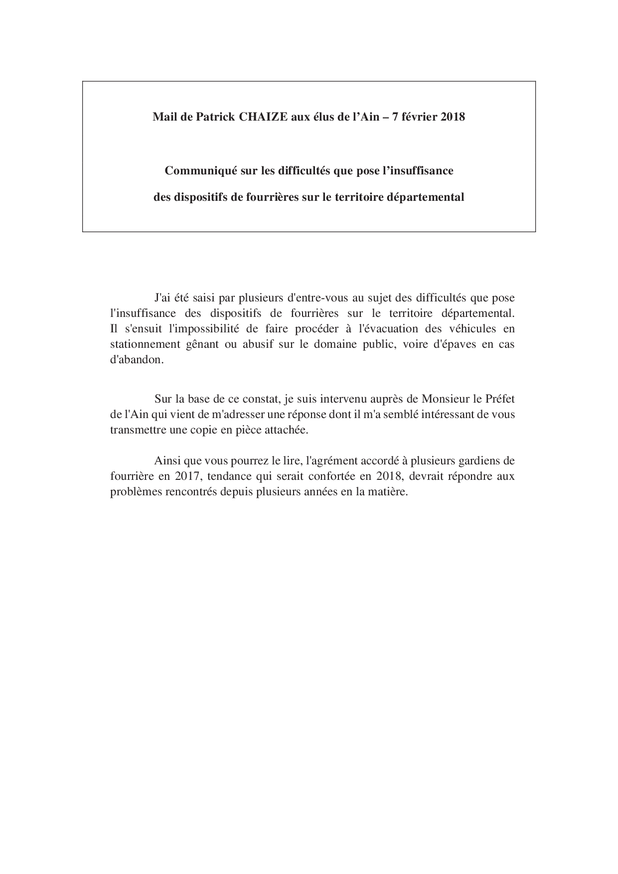 Mail_Information_Insuffisance_Dispositifs_Fourrières_20180207
