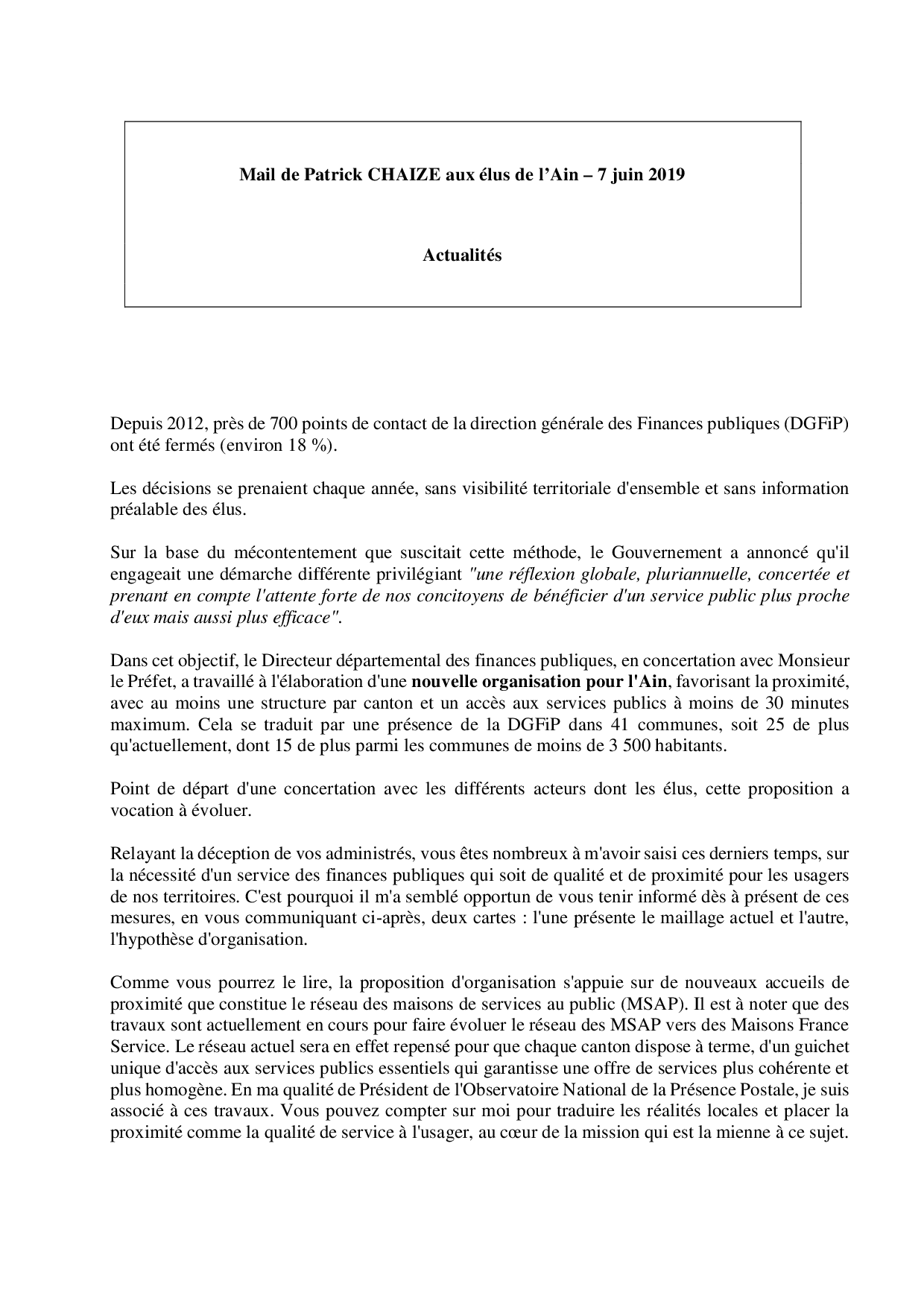 Mail_Information_Communiqué_Elus_Ain_N°44_201900607