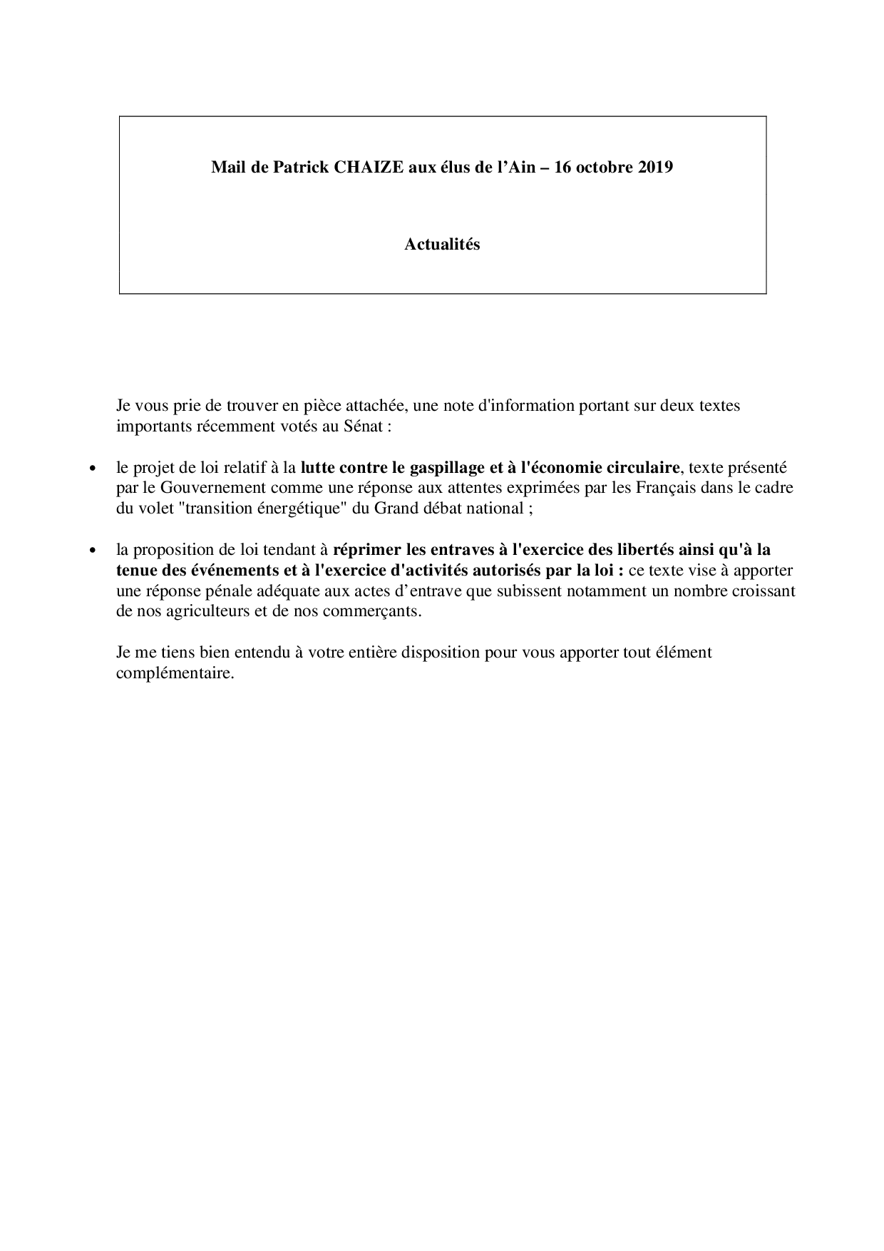 Mail_Information_Communiqué_Elus_Ain_N°49_20191016