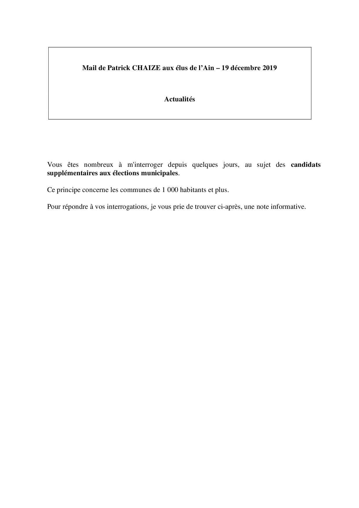 Mail_Information_Communiqué_Elus_Ain_N°52_20191219