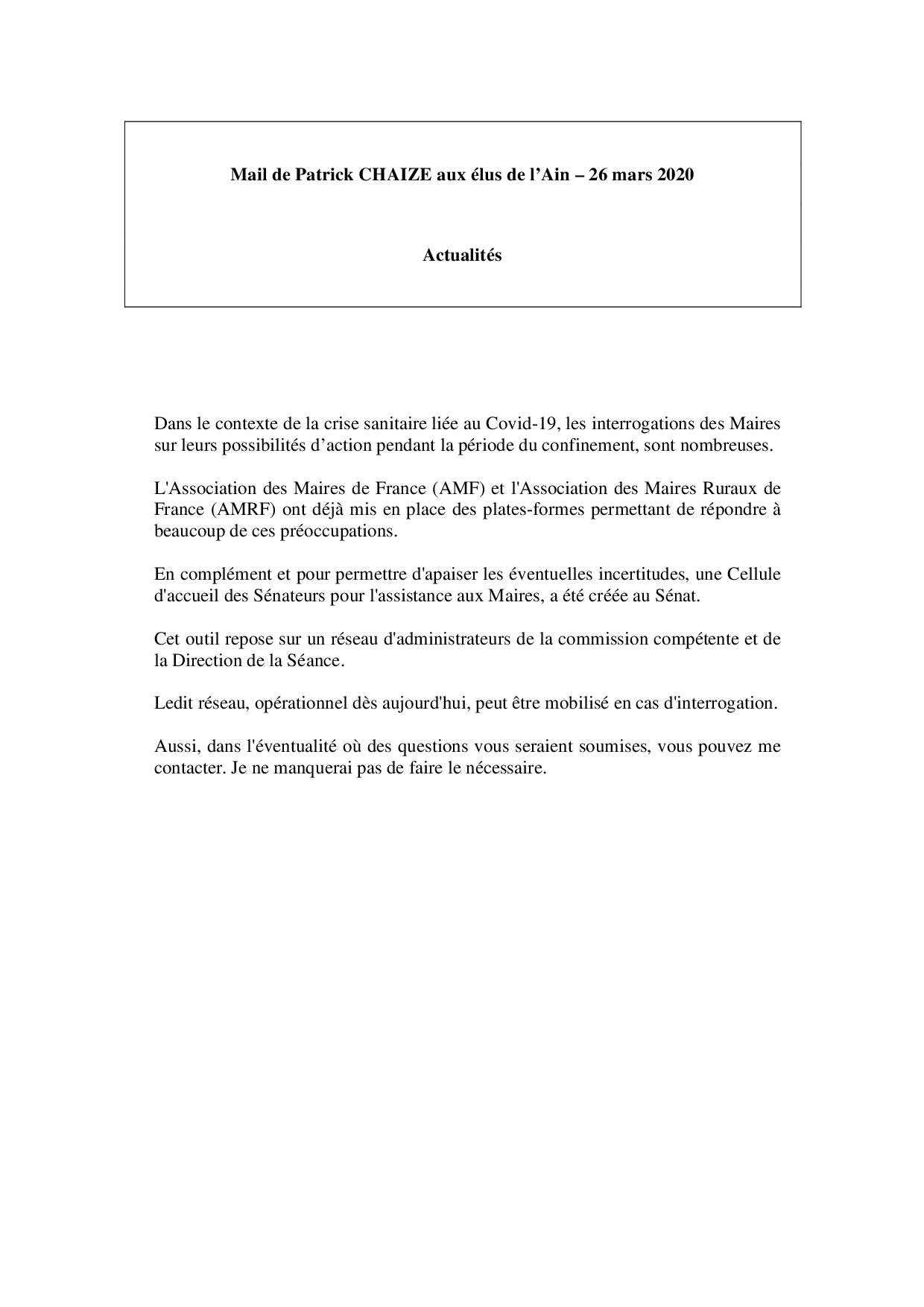 Mail_Information_Communiqué_Elus_Ain_N°59_20200326