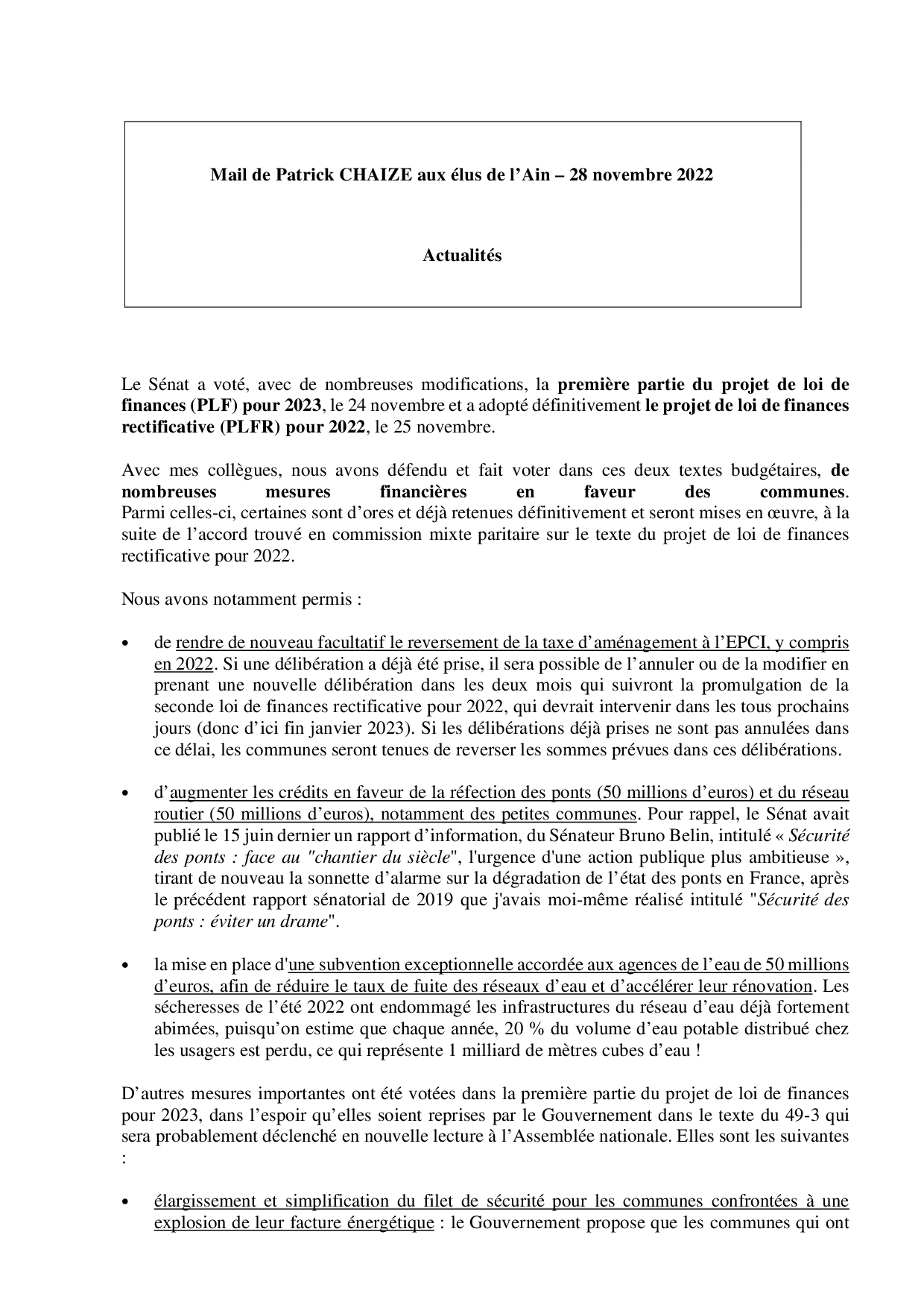 Mail_Information_Communiqué_Elus_Ain_N°91_202211281