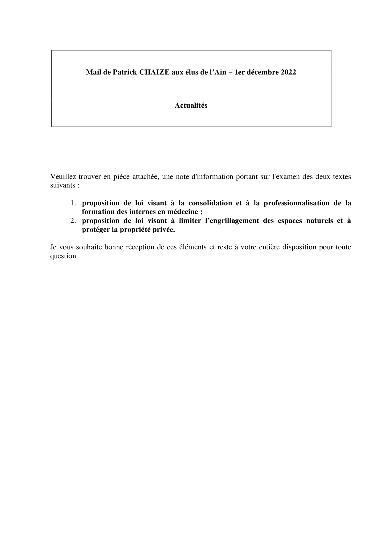 Mail_Information_Communiqué_Elus_Ain_N°92_20221201