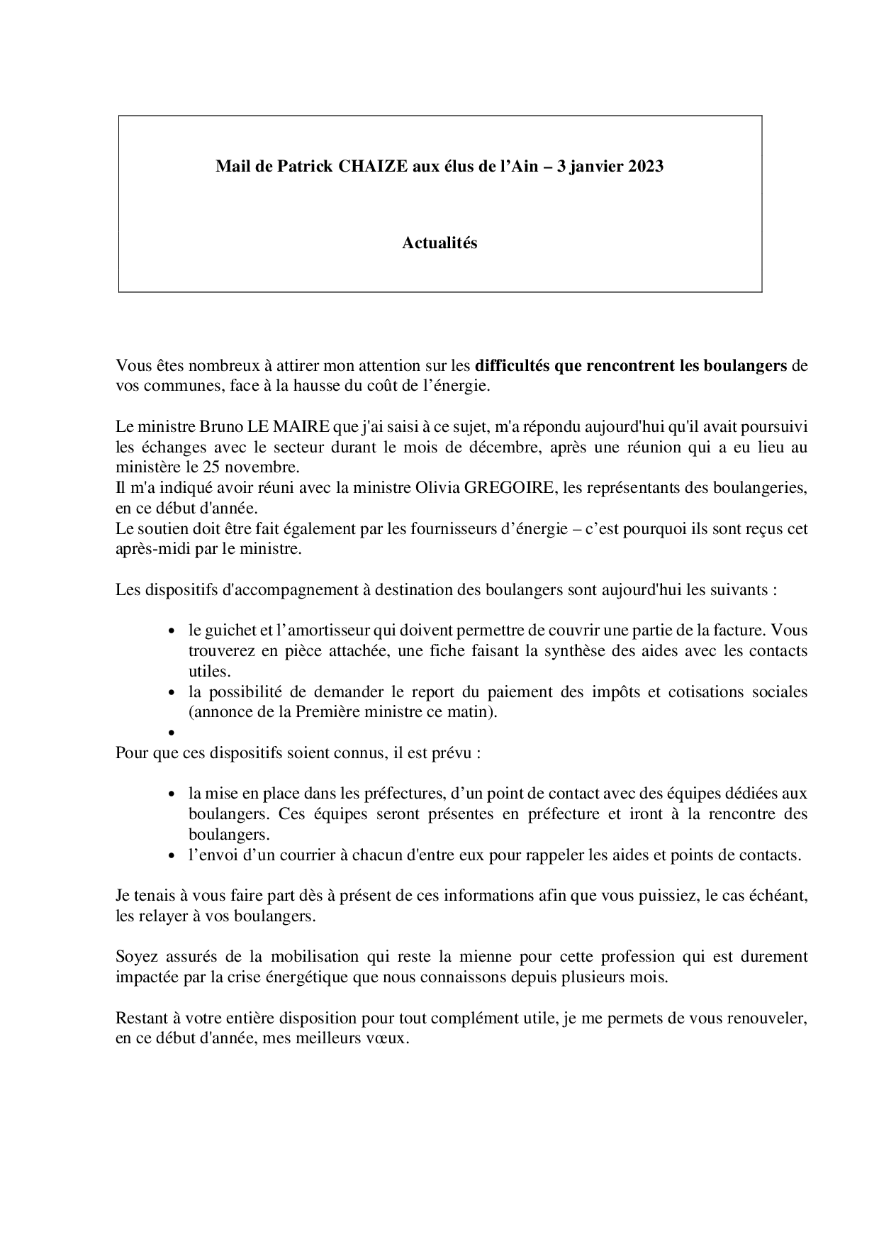 Mail_Information_Communiqué_Elus_Ain_N°93_20230103