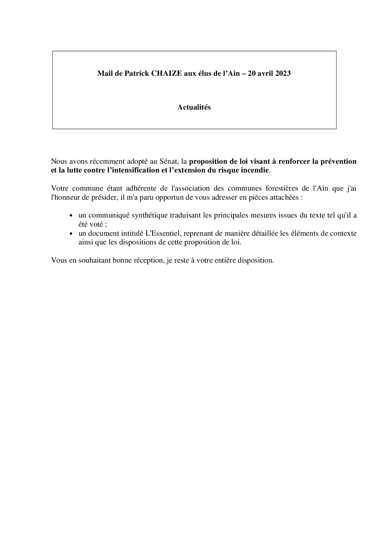 Mail_Information_Communiqué_Elus_Communes_Forestières_20230420