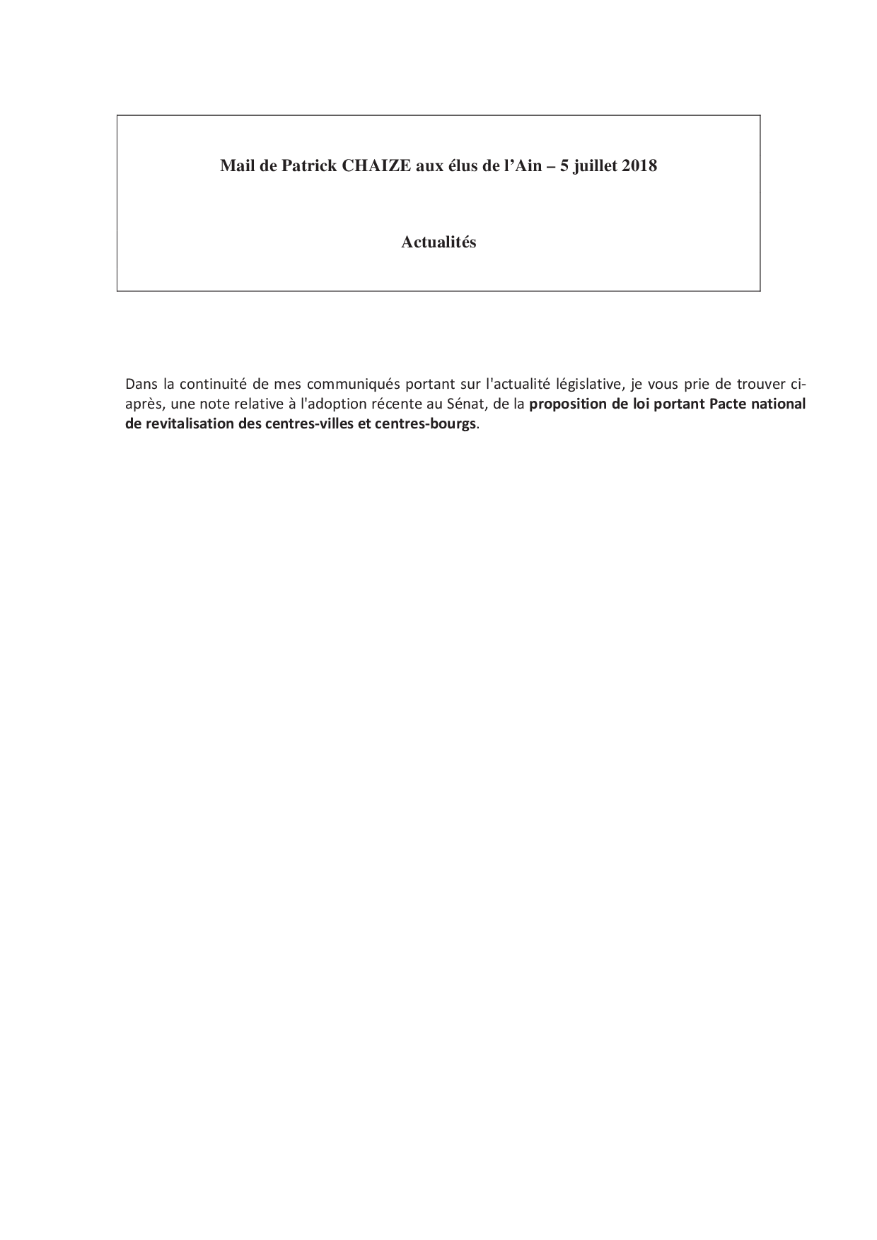 Mail_Information_Communiqué_Elus_Ain_N°32_20180705