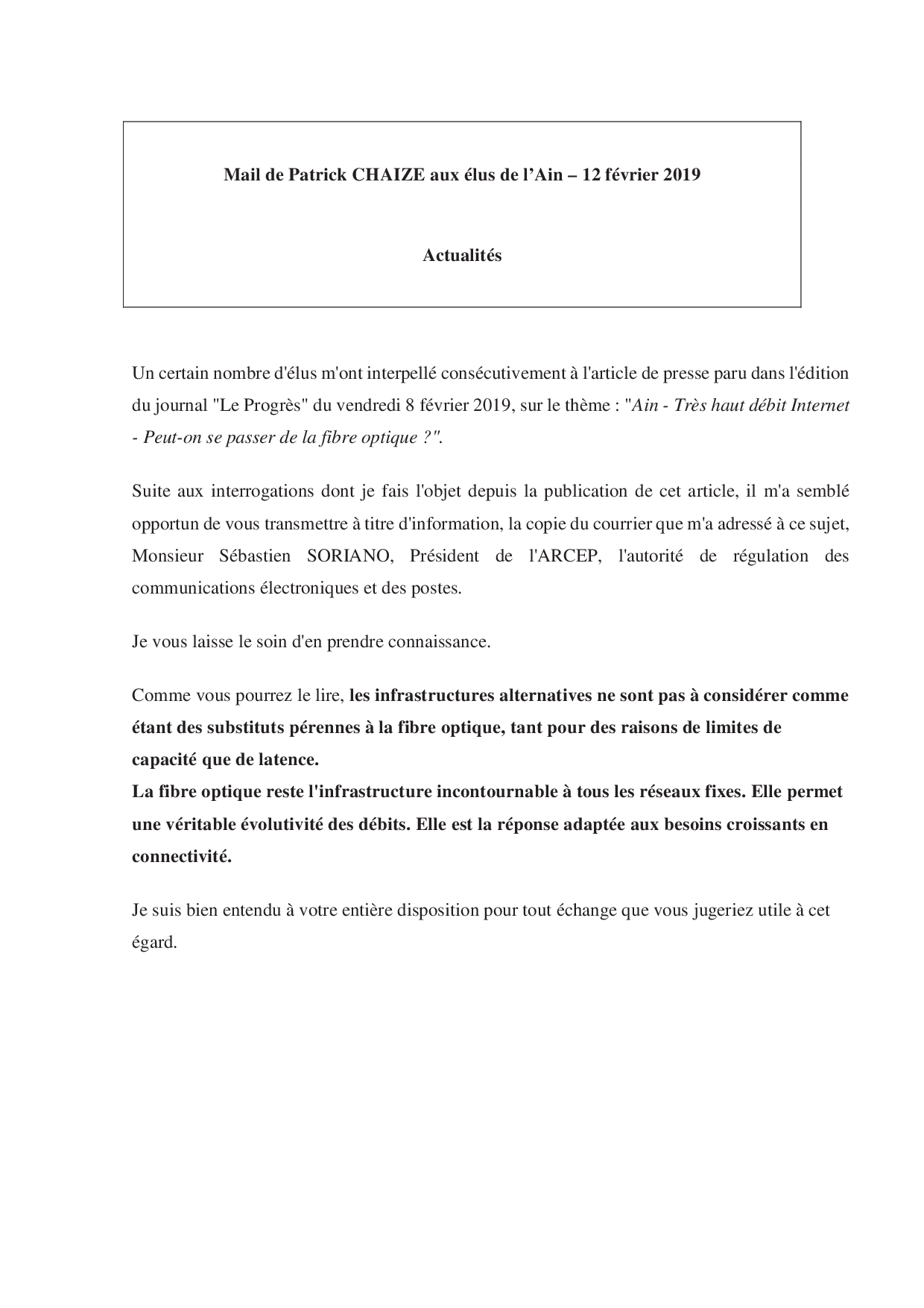 Mail_Information_Communiqué_Elus_Ain_N°39_20190212