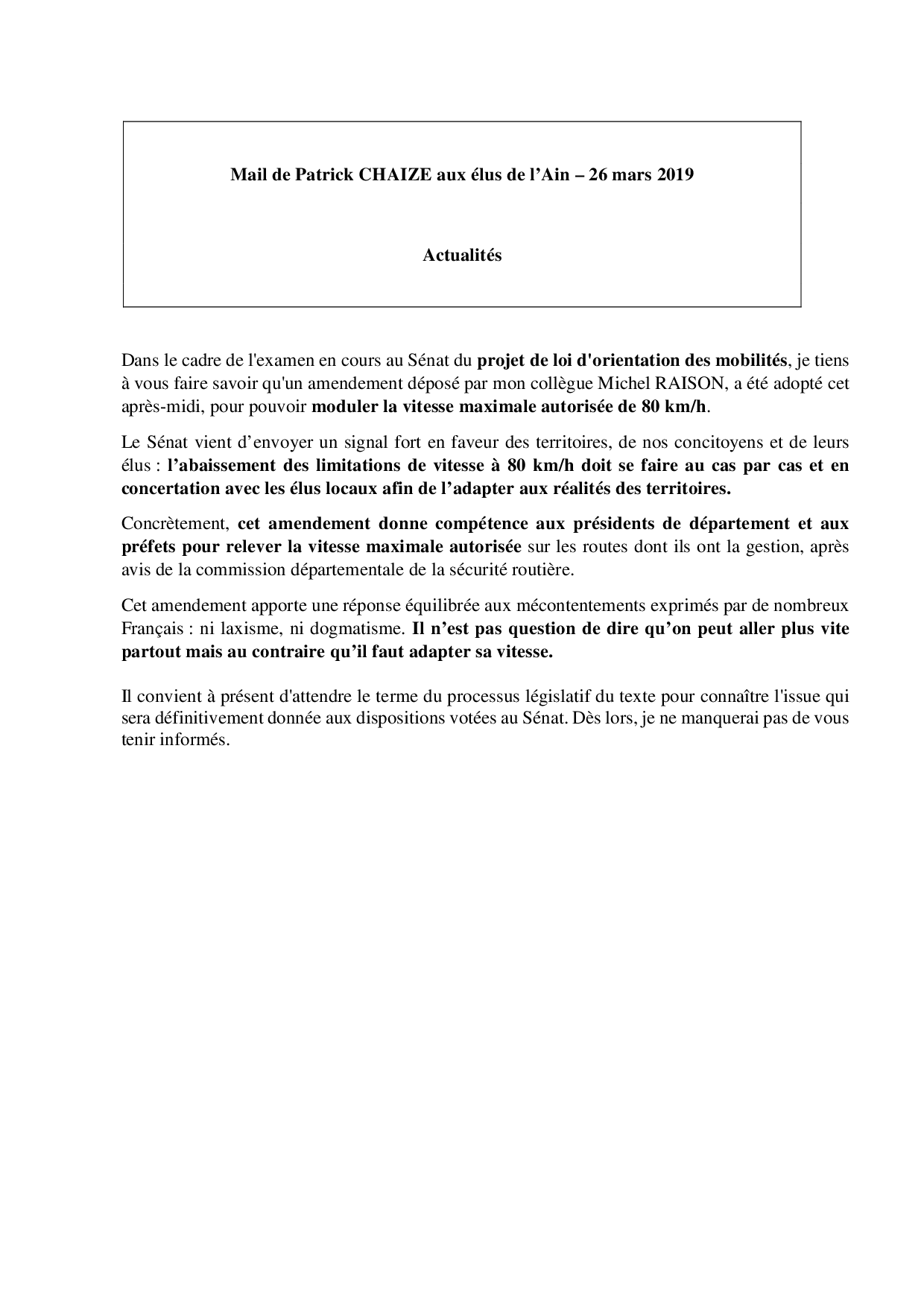 Mail_Information_Communiqué_Elus_Ain_N°40_20190326
