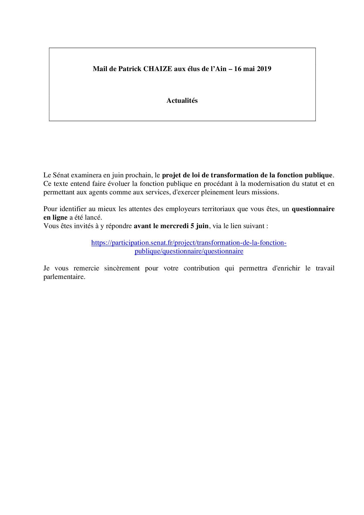 Mail_Information_Communiqué_Elus_Ain_N°43_20190516