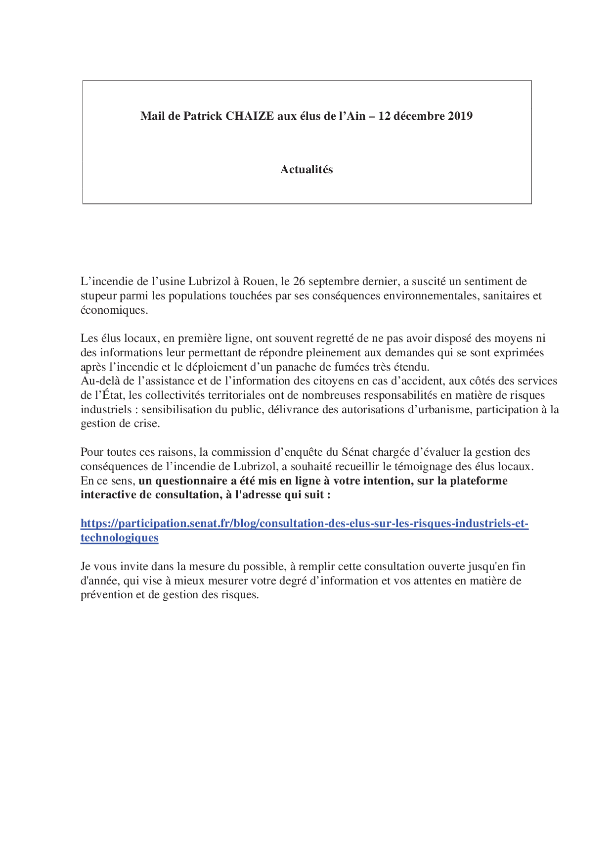 Mail_Information_Communiqué_Elus_Ain_N°51_20191212