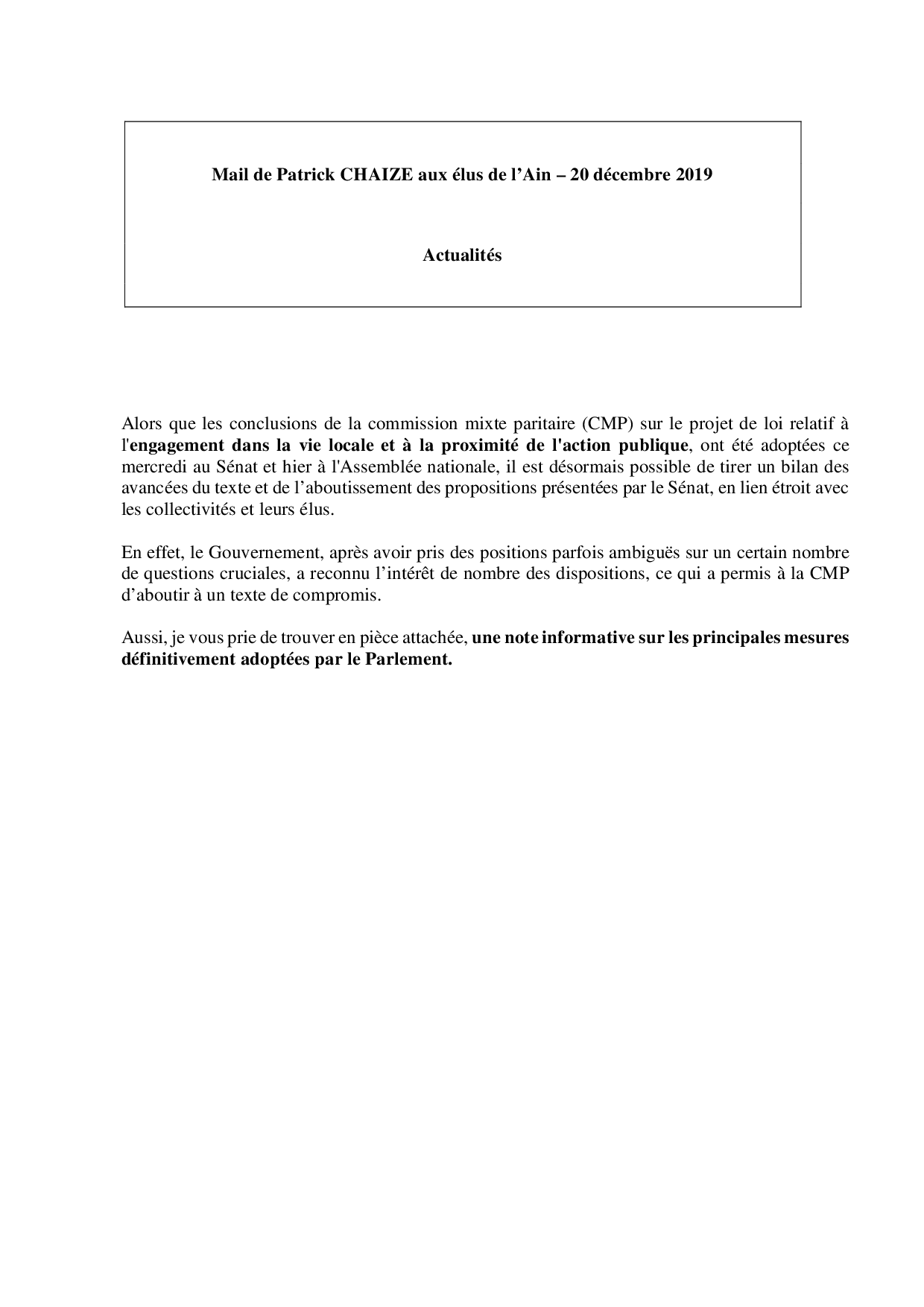 Mail_Information_Communiqué_Elus_Ain_N°53_20191220