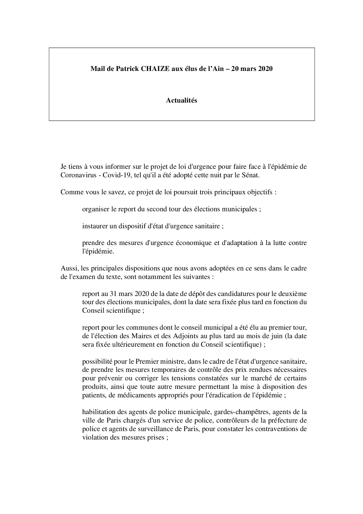 Mail_Information_Communiqué_Elus_Ain_N°56_202003201