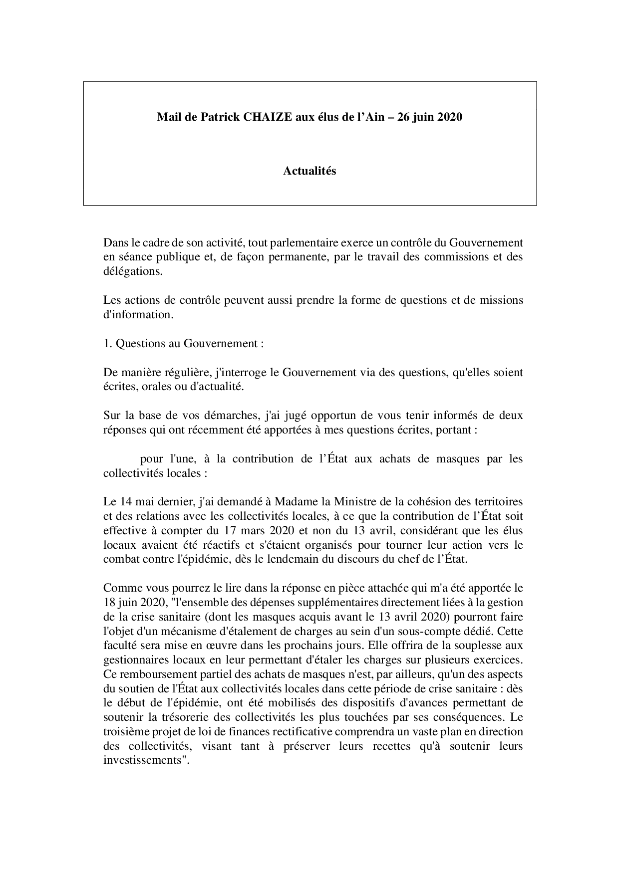 Mail_Information_Communiqué_Elus_Ain_N°69_202006261