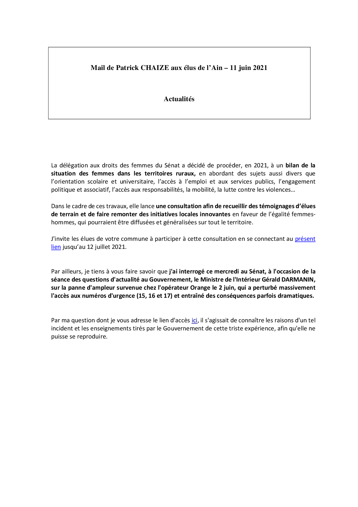 Mail_Information_Communiqué_Elus_Ain_N°77_20210611