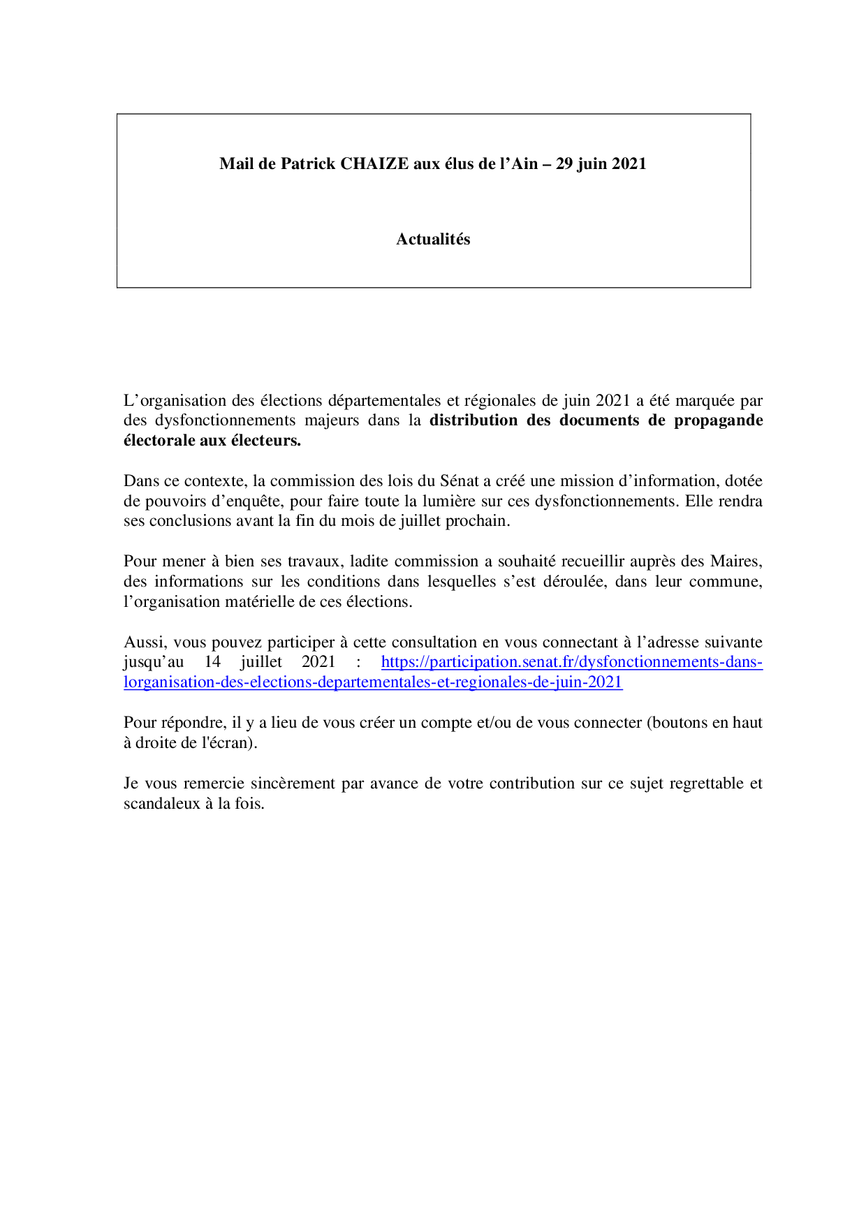 Mail_Information_Communiqué_Elus_Ain_N°78_20210629
