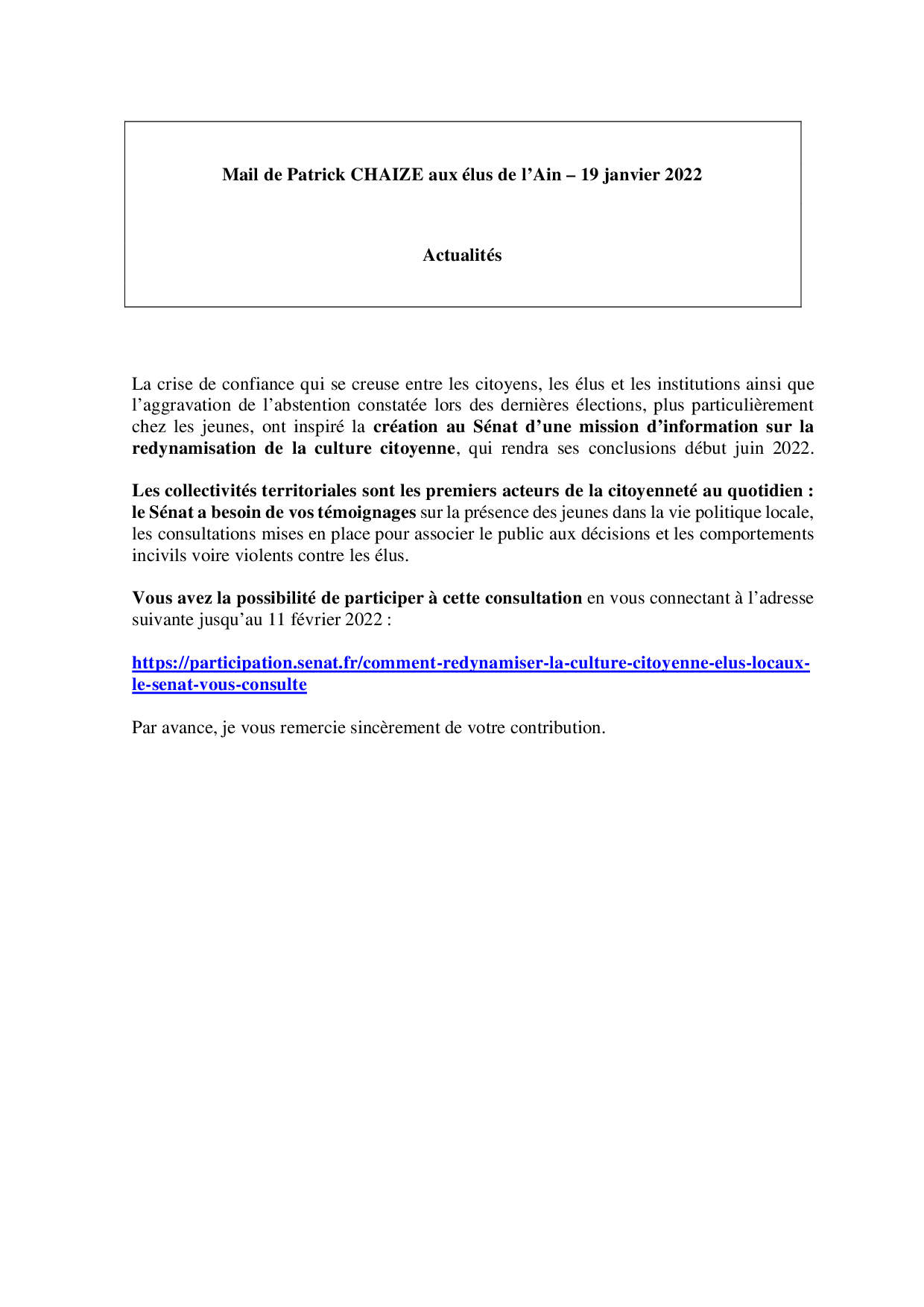 Mail_Information_Communiqué_Elus_Ain_N°84_20220119