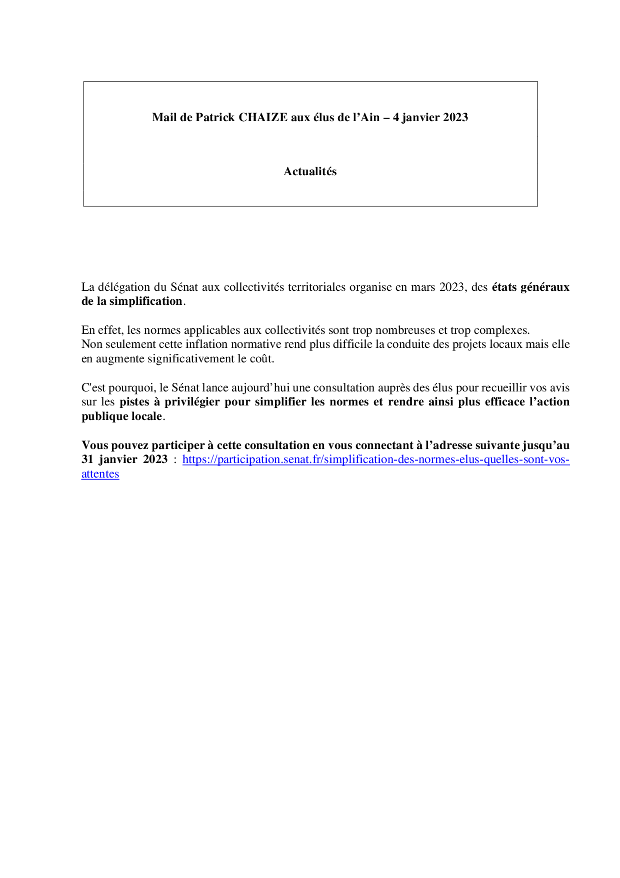 Mail_Information_Communiqué_Elus_Ain_N°94_20230104