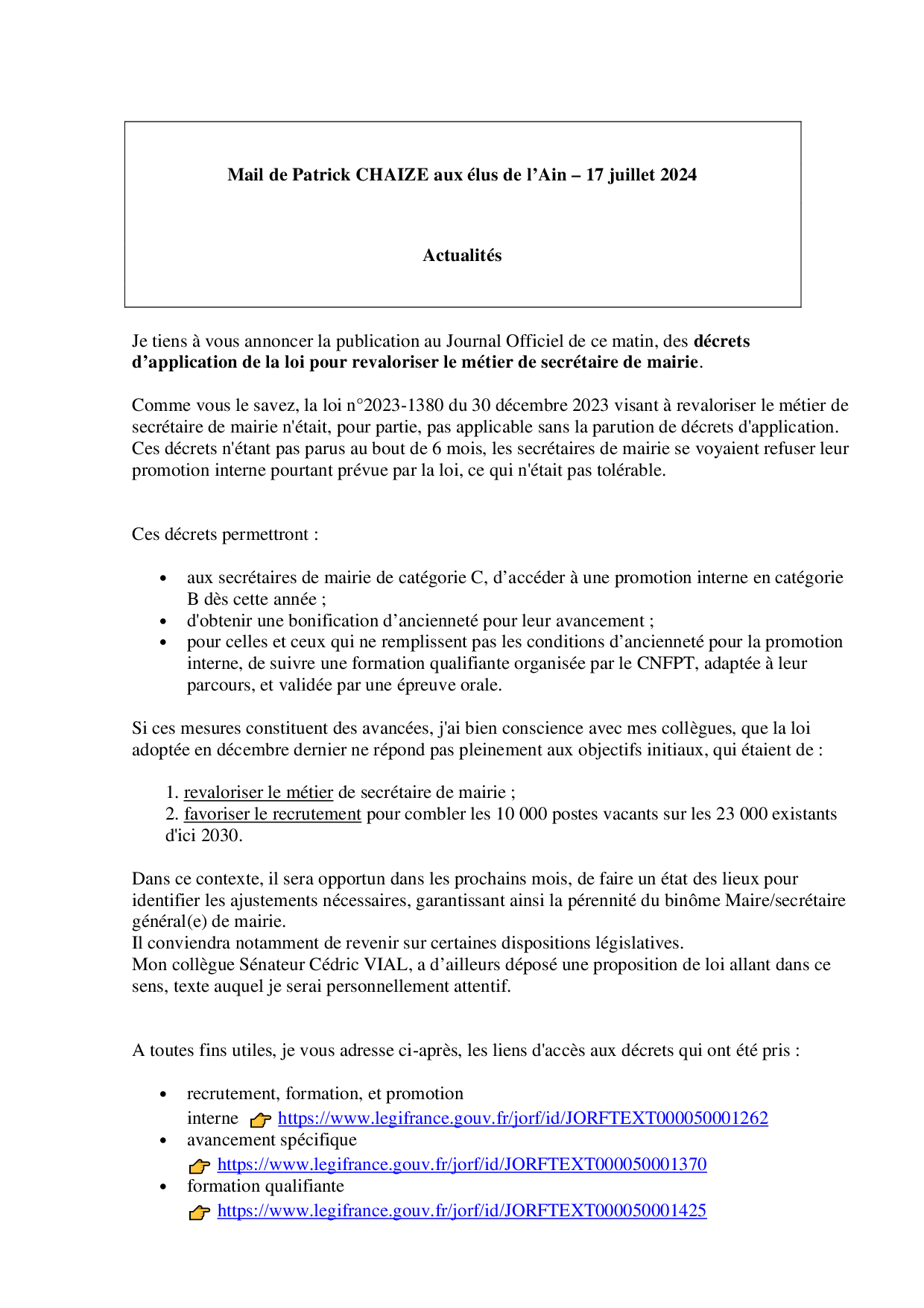 Mail_Information_Communiqué_Elus_Ain_N°114_202407171