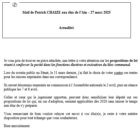 Mail_Information_Communiqué_Elus_Ain_N°121_20250327