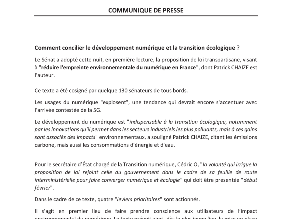 CP PPL Empreinte Environnementale Numérique