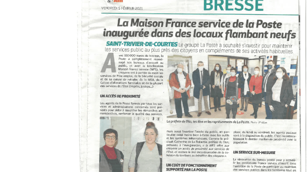 ST TRIVIER DE COURTES La Maison France Service de la Poste inaugurée dans des locaux flambants neufs VoixdelAin