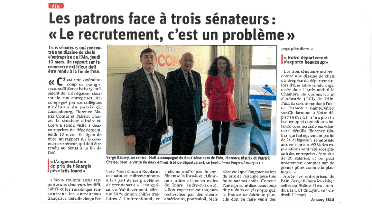 AIN Les patrons face à trois sénateurs Le recrutement c'est un problème LeProgrès