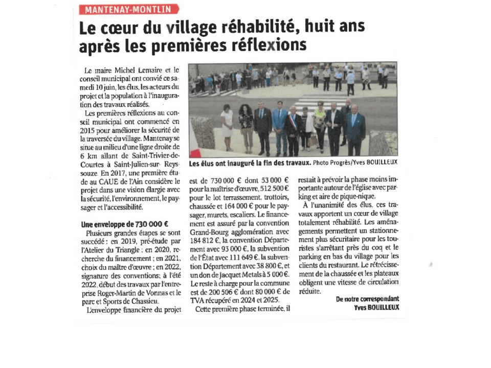 MANTENAY MONTLIN Le coeur du village réhabilité huit ans après les premières réflexions LeProgrès