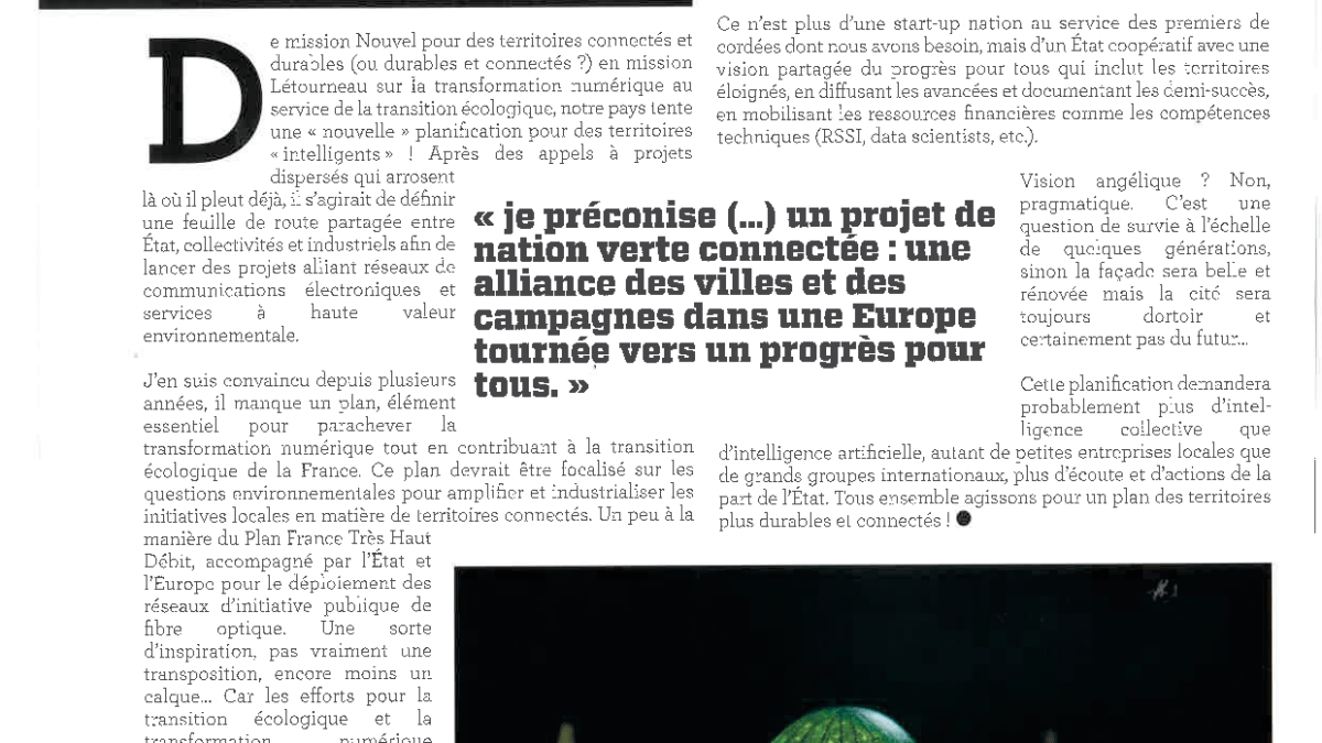 TRIBUNE Ensemble planifions une France plus durable et connectée LaRevueDuTrombinoscope 2023Juin