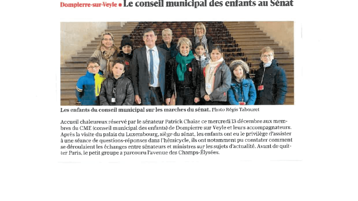 DOMPIERRE SUR VEYLE Le conseil municipal des enfants au Sénat LeProgrès