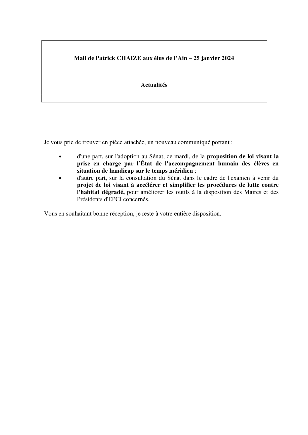 Mail_Information_Communiqué_Elus_Ain_N°109_20240125