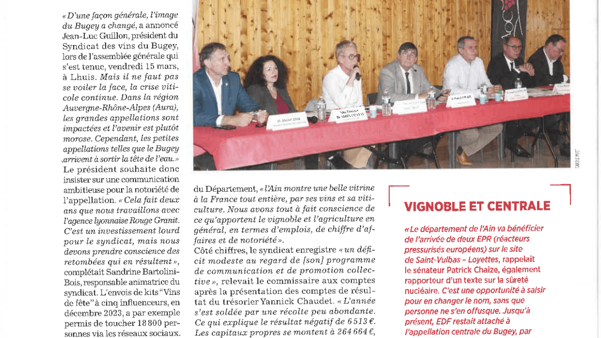 VINS DU BUGEY Protéger et développer la notoriété de l'appelllation EcodelAin