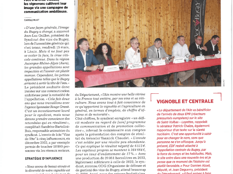 VINS DU BUGEY Protéger et développer la notoriété de l'appelllation EcodelAin