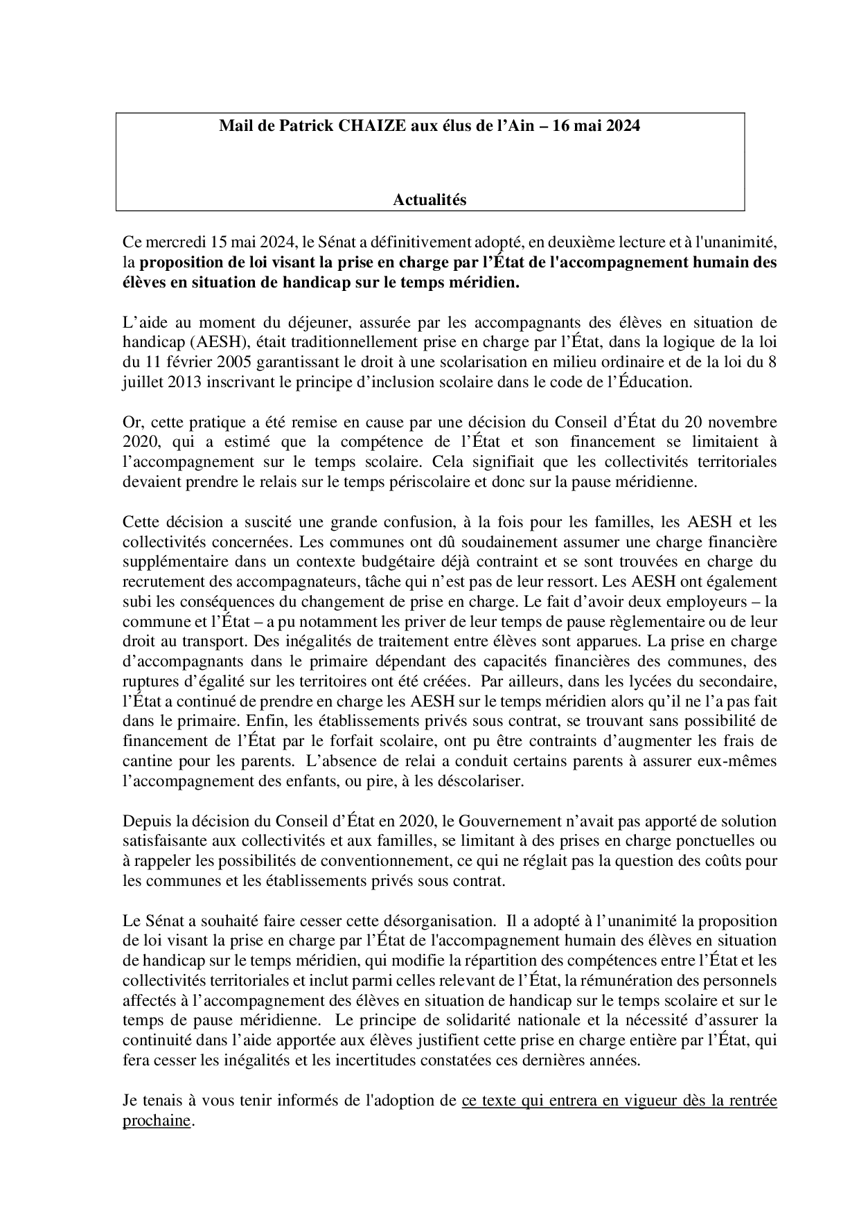 Mail_Information_Communiqué_Elus_Ain_N°113_20240516